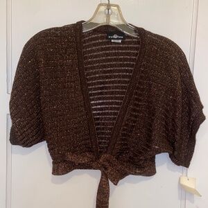 NEW IT’S OUR TIME HOLIDAY BRONZE CRIP TOP TIE UP WRAP SZ M SHIMMER METALLIC